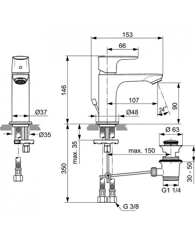 Смеситель для раковины Ideal Standard Connect Air A7007AA Хром
