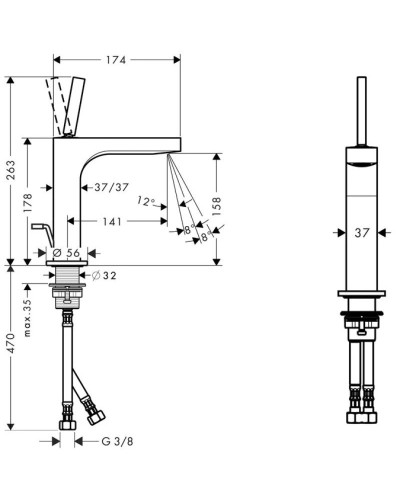 Смеситель для раковины с донным клапаном Axor Citterio 39031000