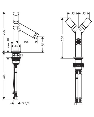 Смеситель для раковины с донным клапаном Axor Starck 10030000