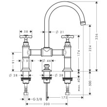 Смеситель для раковины с двумя рукоятками и сливным гарнитуром Axor Montreux 16510000