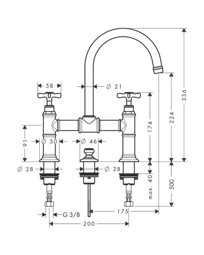 Смеситель для раковины с двумя рукоятками и сливным гарнитуром Axor Montreux 16510000