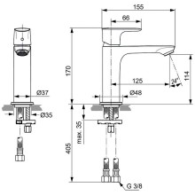 Смеситель для раковины Ideal Standard Connect Air Grande A7015AA Хром
