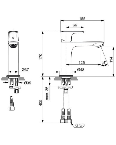 Смеситель для раковины Ideal Standard Connect Air Grande A7015AA Хром