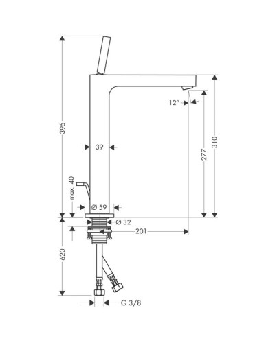 Смеситель для раковины с донным клапаном Axor Citterio 39020000