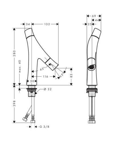Смеситель для раковины с выпуском Axor Starck Organic 12011000