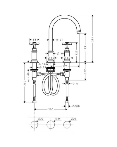 Смеситель для раковины с донным клапаном Axor Montreux 16513000