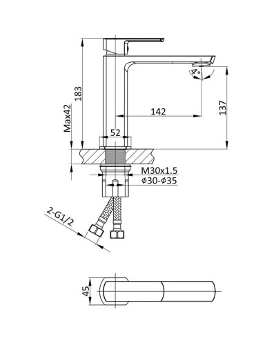 Смеситель для раковины без донного клапана Vincea Next VBF-1N1BG
