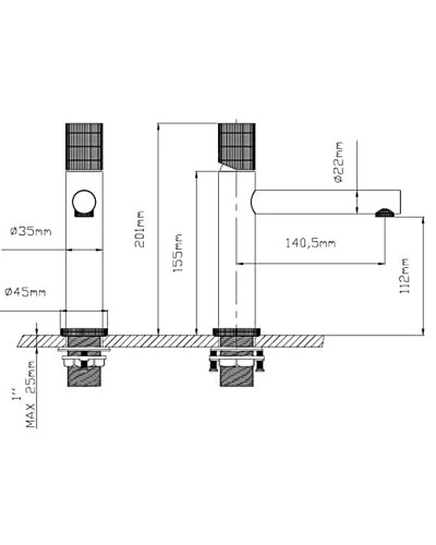 Смеситель для раковины без донного клапана Vincea Groove VBF-4G1BG4