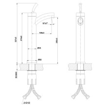 Смеситель для умывальника монолитный, нержавеющая сталь Lemark Element LM5109S
