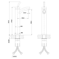 Смеситель для умывальника монолитный, нержавеющая сталь Lemark Element LM5109S