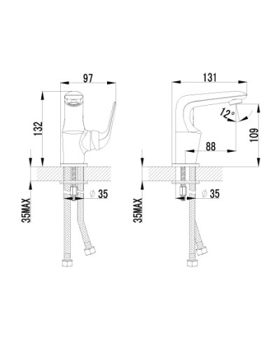 Смеситель для умывальника монолитный Lemark Plus Advance LM1206C