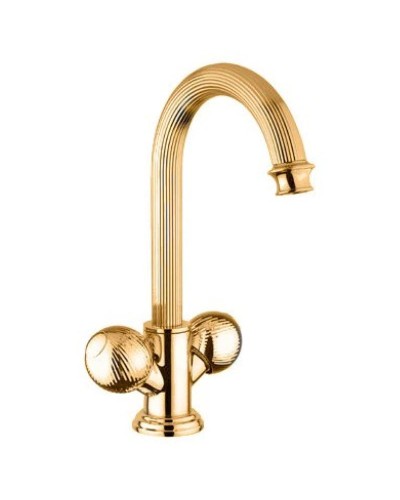 Смеситель на раковину с донным клапаном золото 24 карата, ручки металл Cezares Olimp OLIMP-LS2-03/24-M