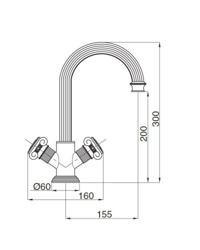 Смеситель на раковину с донным клапаном хром, ручки металл Cezares Olimp OLIMP-LS2-01-M