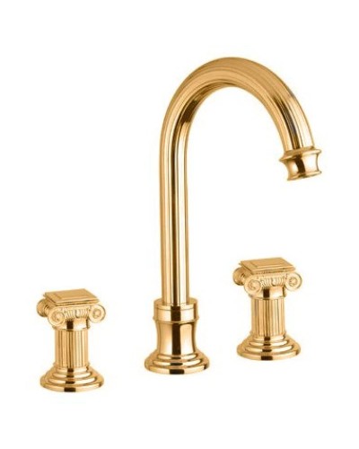 Смеситель на раковину на три отверстия золото 24 карата, ручки металл Cezares Olimp OLIMP-BLS2-A-03/24-O