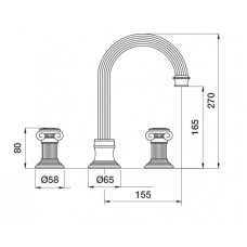 Смеситель на раковину на три отверстия бронза, ручки металл Cezares Olimp OLIMP-BLS2-A-02-M