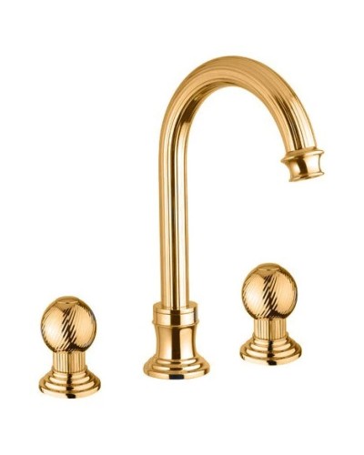 Смеситель на раковину на три отверстия золото 24 карата, ручки металл Cezares Olimp OLIMP-BLS2-A-03/24-M