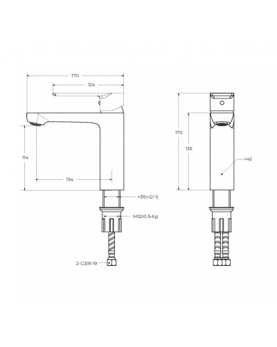 Смеситель для раковины без донного клапана CEZARES STYLUS-LS-01-W0