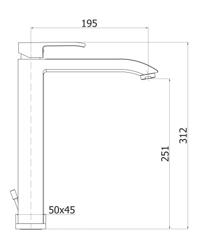 Смеситель для накладной раковины однорычажный, без донного клапана CEZARES LIVELLO-LSM1-A-01-W0