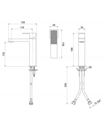 Смеситель для раковины однорычажный без донного клапана CEZARES PRIZMA-LSM1-03/24-W0
