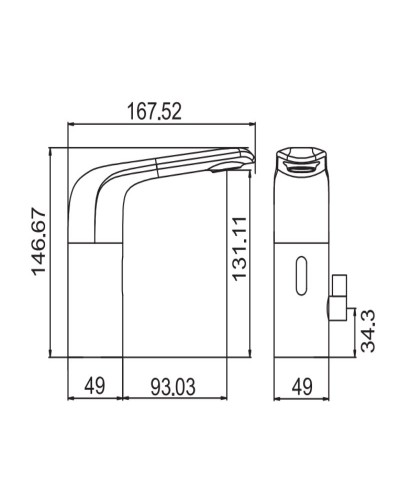 Электронный смеситель для раковины без донного клапана CEZARES VAGUE-ELS-NOP-W0