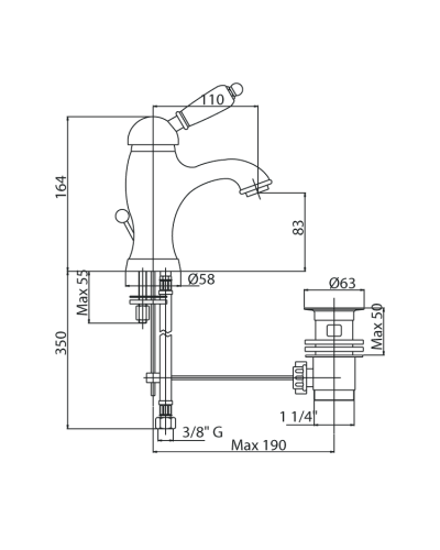 Смеситель для раковины CEZARES ELITE-LSM1-03/24-Nc