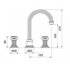 Смеситель на раковину на три отверстия Cezares APHRODITE-BLS2-A-03/24-O