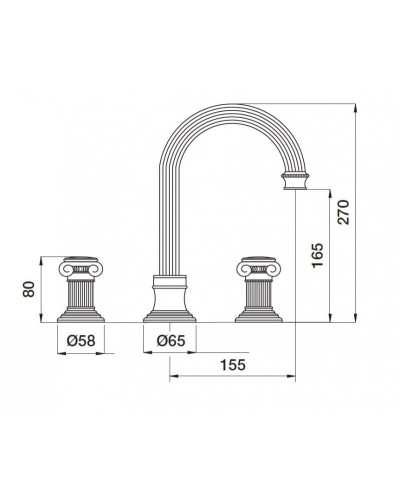 Смеситель на раковину на три отверстия Cezares APHRODITE-BLS2-A-03/24-O