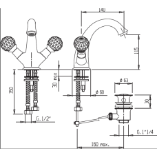 Смеситель для раковину с донным клапаном CEZARES ATLANTIS-LS1-01-Sw/M