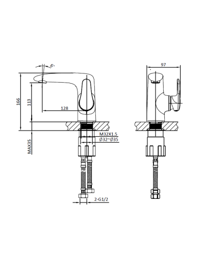 Смеситель для раковины AltroBagno Squalo 0106 Cr