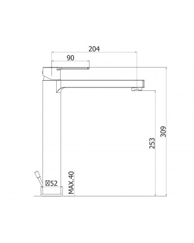 Смеситель для накладной раковины без донного клапана CEZARES OVEST-LSM1-A-01-W0