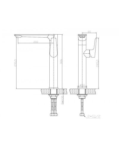 Смеситель для накладной раковины BelBagno ANCONA-LMC2-CRM