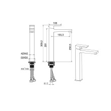Смеситель для раковины высокий Wonzon & Woghand, Хром (WW-88019068-CR)