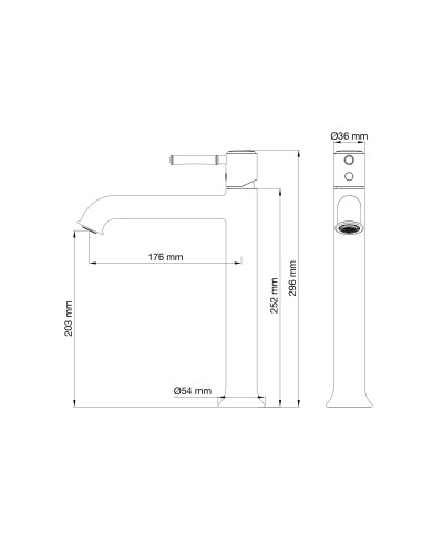 Смеситель для раковины высокий Wonzon & Woghand, Брашированное золото (WW-88019073-BG)