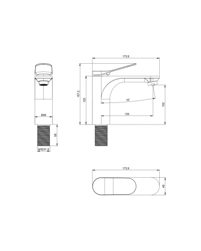Смеситель для раковины WONZON & WOGHAND, Брашированное золото (WW-H010-BG)
