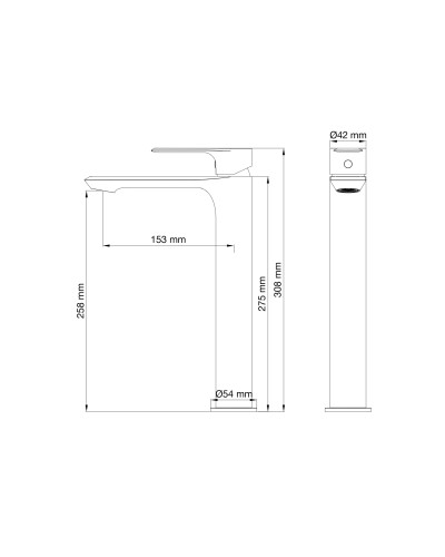 Смеситель для раковины высокий Wonzon & Woghand, Хром (WW-88019079-CR)