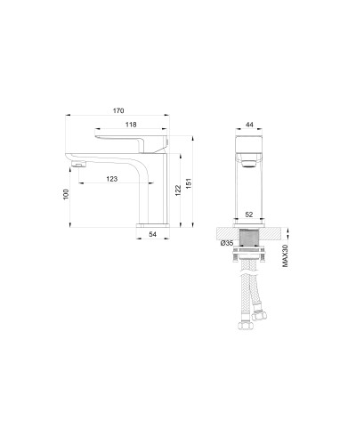 Смеситель для раковины WONZON & WOGHAND, Брашированное золото (WW-88139003-BG)