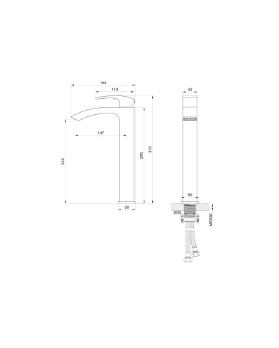 Смеситель для раковины высокий WONZON & WOGHAND, Хром (WW-88239009-CR)