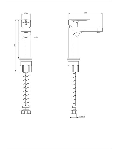 Смеситель для раковины WONZON & WOGHAND, Черный матовый (WW-H1032-MB)