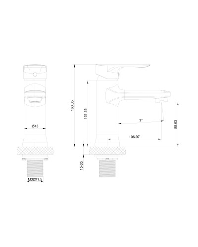 Смеситель для раковины WONZON & WOGHAND, Хром (WW-XH-011-CR)