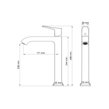 Смеситель для раковины высокий Wonzon & Woghand, Хром (WW-88019072-CR)