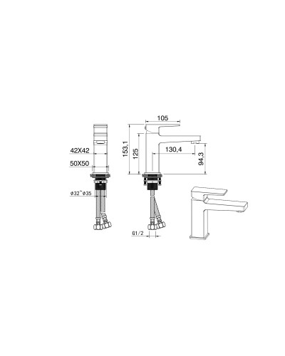 Смеситель для раковины Wonzon & Woghand, Хром (WW-88018068-CR)