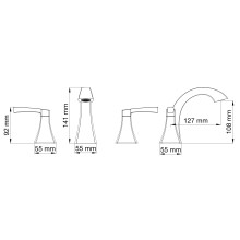 Смеситель для раковины на 3 отверстия Wonzon & Woghand, Брашированное золото (WW-88083095-BG)