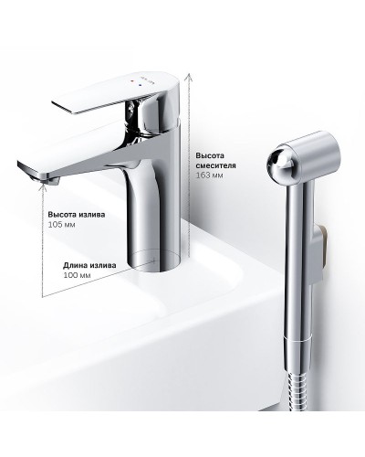 Смеситель для раковины AM.PM Gem F90A03000 с гигиеническим душем Хром