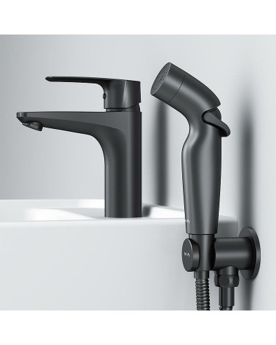 Смеситель для раковины AM.PM Gem F90A03022 с гигиеническим душем Черный матовый