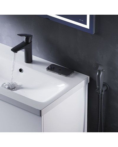 Смеситель для раковины AM.PM Gem F90A03022 с гигиеническим душем Черный матовый