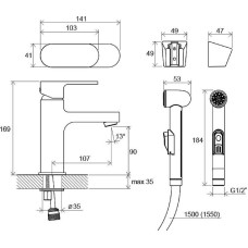Смеситель для раковины Ravak Chrome CR 012.00 X070092 с гигиеническим душем Хром