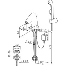 Смеситель для раковины с донным клапаном с гигиеническим душем Oras Alessi One 8516F