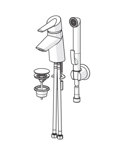 Смеситель для раковины с донным клапаном с гигиеническим душем Oras Optima 2702FG