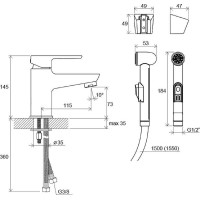 Смеситель для раковины Ravak BM 011.00 X070076 с гигиеническим душем Хром