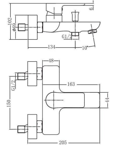 Смеситель для ванны Aquanet Arctic AF520-20СW 216776 Хром Белый